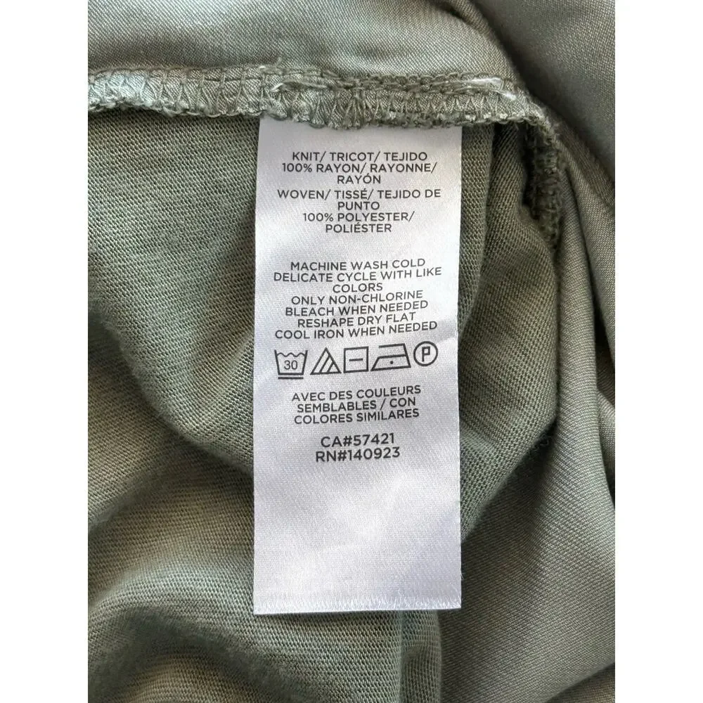 LOFT Green Tie Neck Blouse Women’s Small Long Sleeve Ruffle Neck Relaxed Fit - Picture 4 of 4